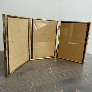 Vintage trifold brass  picture frames
